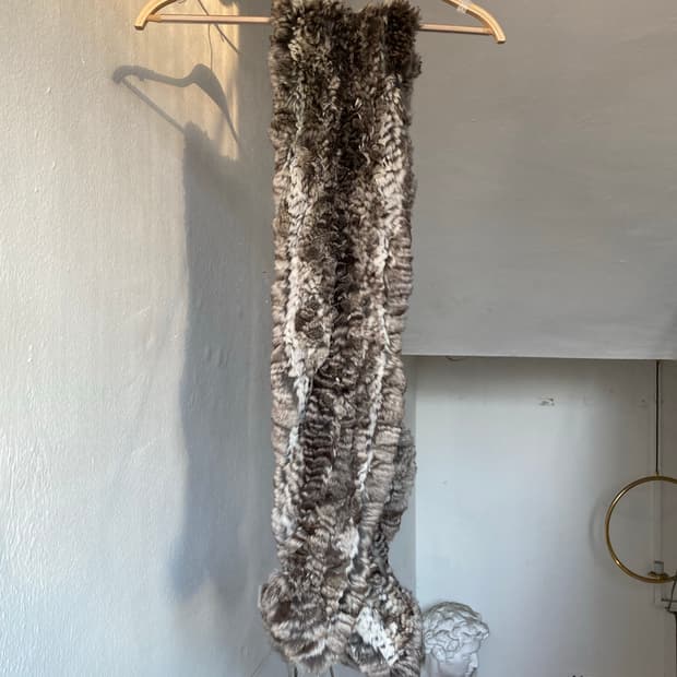 빈티지 호피 퍼 머플러