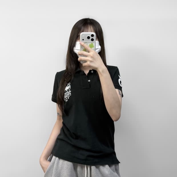 폴로 랄프로렌 아니코닉 빅포니 자수 카라티 블랙