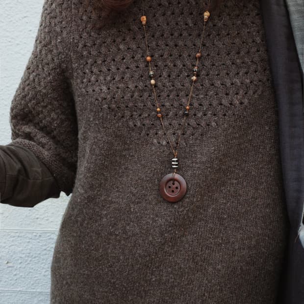 stripe button necklace 스트라이프 단추 목걸이