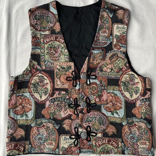 빈티지 자가드 베스트 L