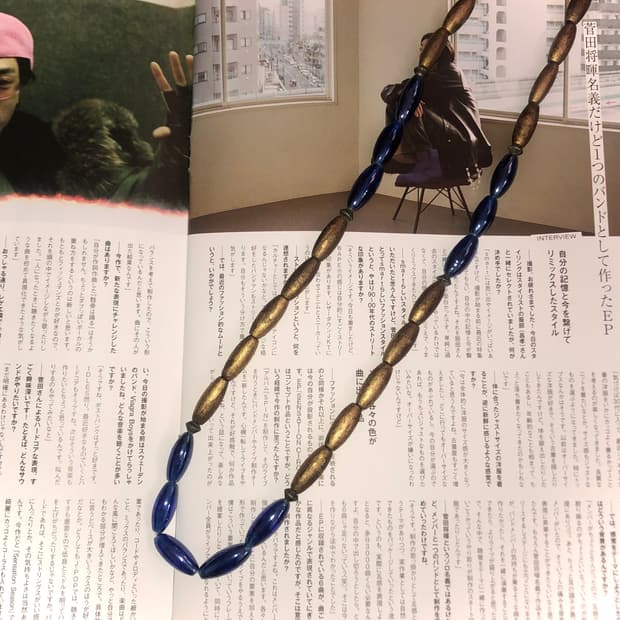 빈티지 골드 블루 앤틱 롱 목걸이 오리엔탈 페어리 히피 그런지