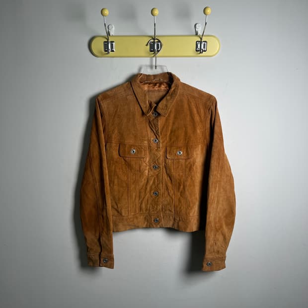 vtg 빈티지 브라운 소가죽 스웨이드 트러커 자켓