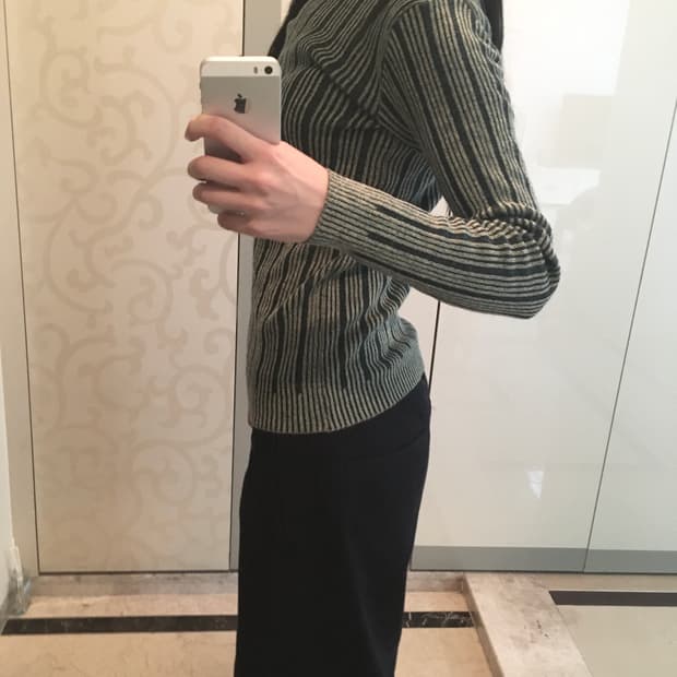 Vintage stripe high-neck knit