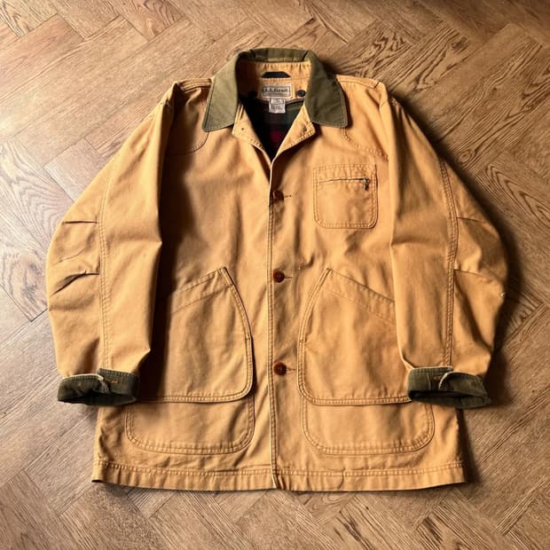 [L]엘엘빈 USA 체크 라이닝 브라운 캔버스 헌팅 자켓