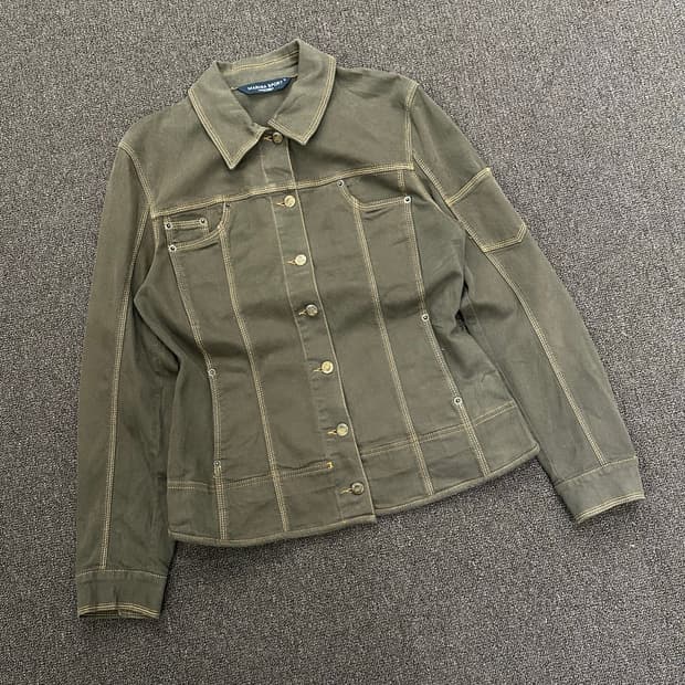 15)마리나 스포츠 빈티지 여성 올리브 스티치 데님 자켓