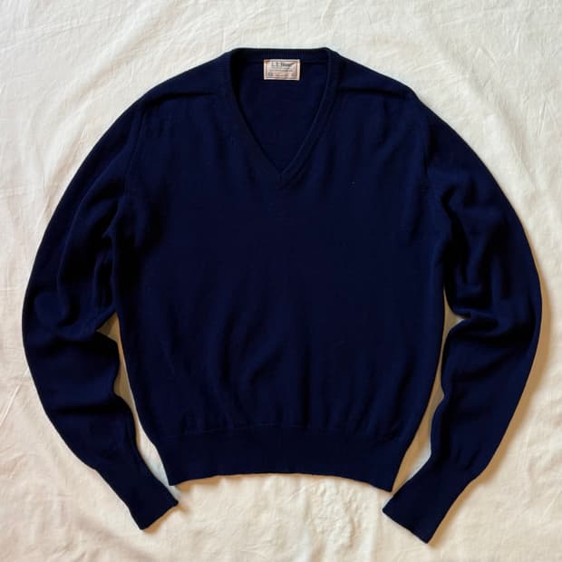 [102-105] 70s USA L.L.Bean 버진 램스울 브이넥 니트
