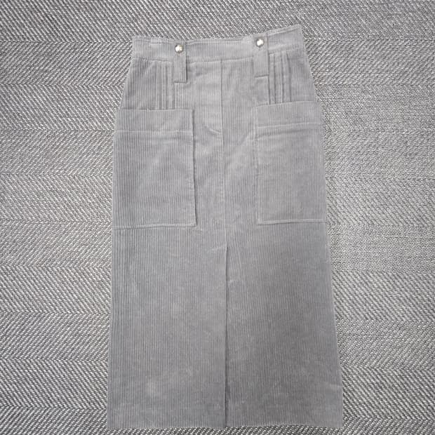 한섬 시스템 SYSTEM 코듀로이 H라인 스커트 회색