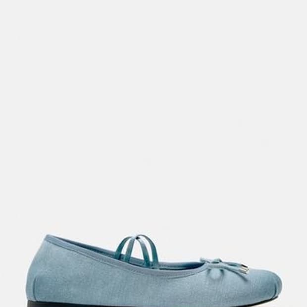 자라 데님 리본 플랫슈즈 37 새상품