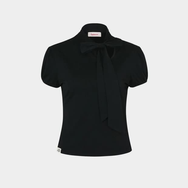 루루서울 ribbon tie 리본 타이 티셔츠 블랙 디브디자이너인스타