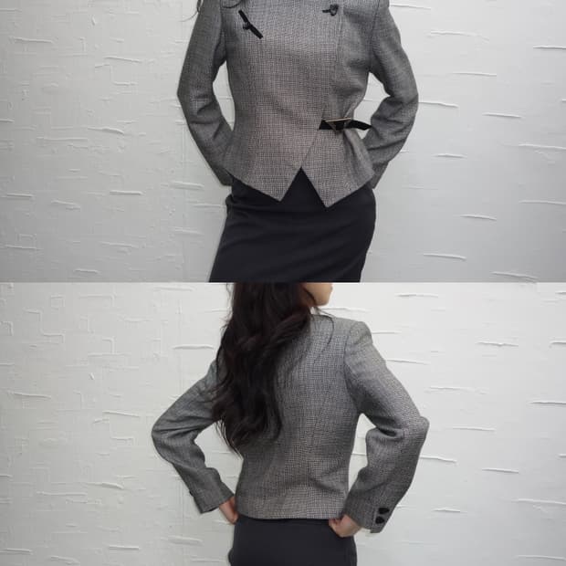 belted tweed blazer