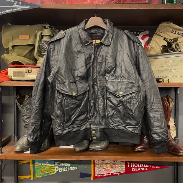 빈티지 플라이트 봄버 쉐르파 내피 A2 리얼 레더 자켓