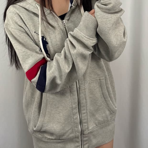 폴로 빅포니 그레이 후드집업