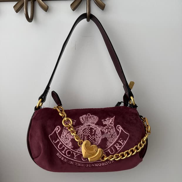 [수능기념할인] 쥬시꾸뀌르 버건디 벨벳 숄더백