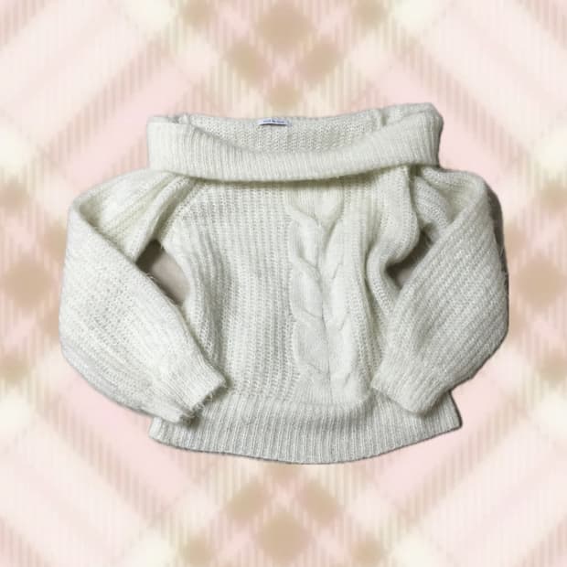 아이보리 화이트 오프숄더 히메 라떼 오네 갸루 러블리 로걀 빈티지