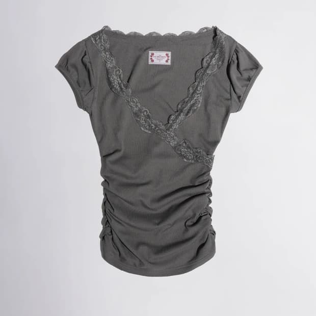 스컬프터 레이스 랩 티셔츠 챠콜