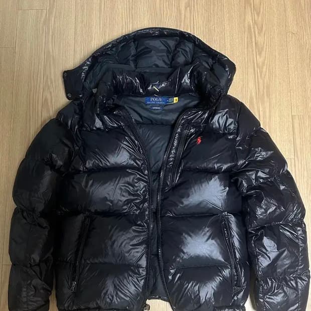 폴로 유광패딩 블랙 S 