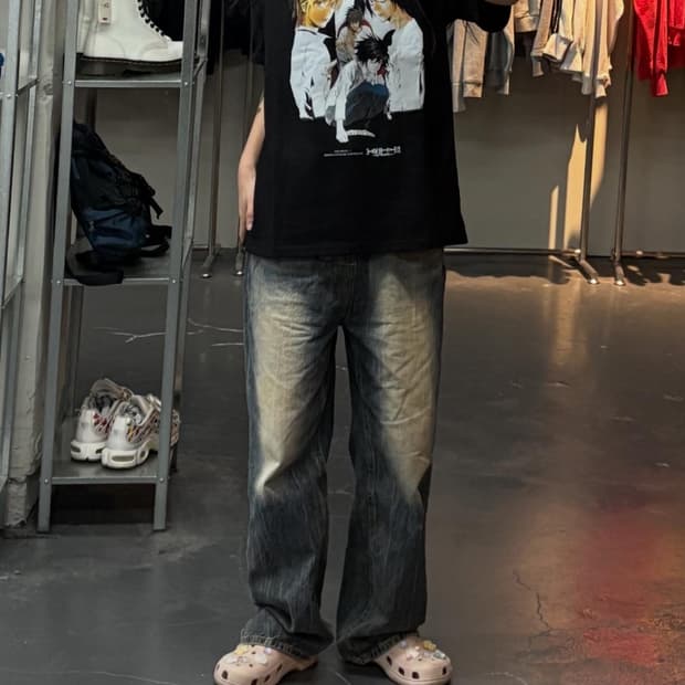 빈티지 데스노트 프린팅 반팔 A3015