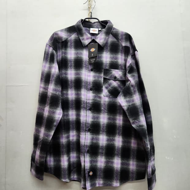 새상품) 디키즈 원포켓 옴브레 체크 퍼플 셔츠 L(XL)