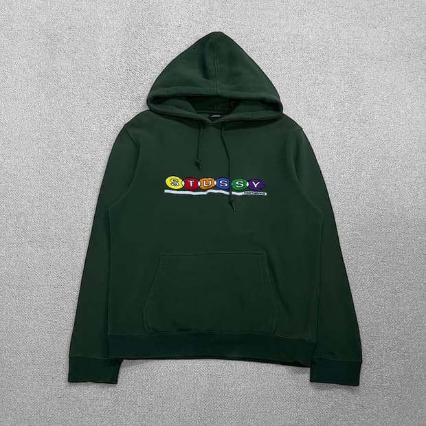 스투시 Stussy 포켓볼 스펠 로고 후드티 그린