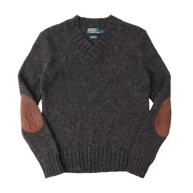 폴로 랄프로렌 헴프 엘보우 패치 울 알파카 니트