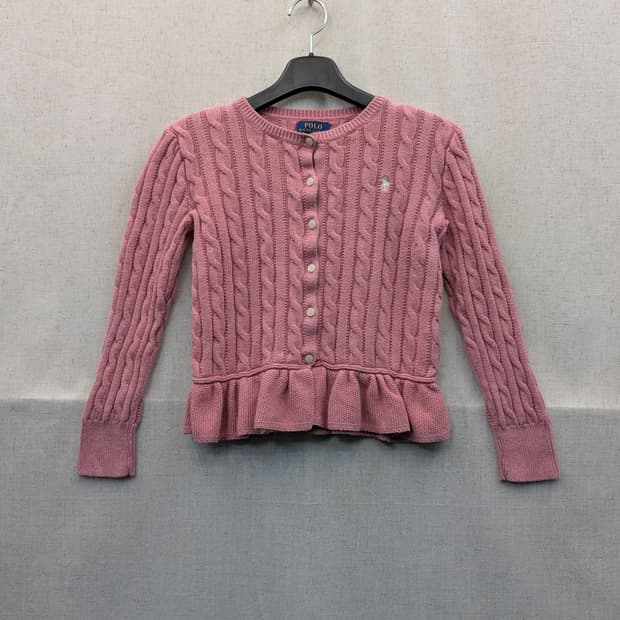 폴로 랄프로렌 케이블 니트 가디건 핑크