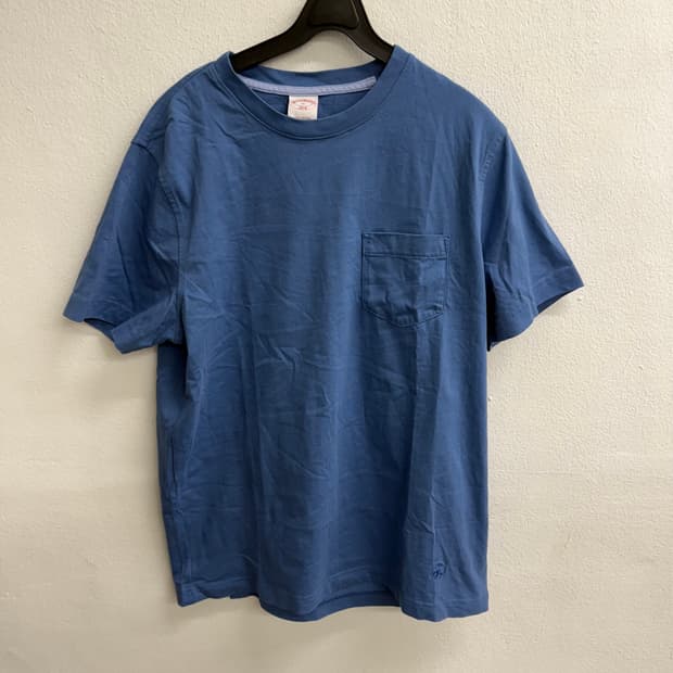 브룩스 브라더스 포켓 블루 반팔티 M