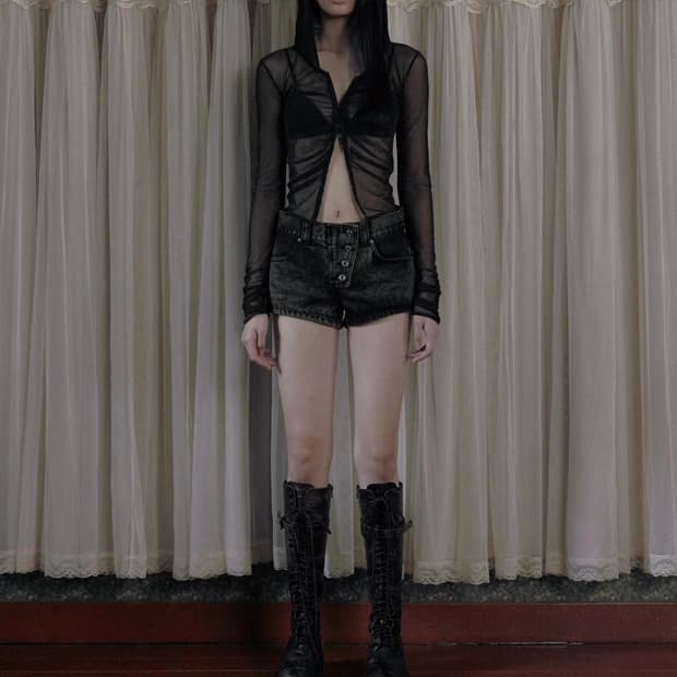 보헤미안서울 button fly denim shorts