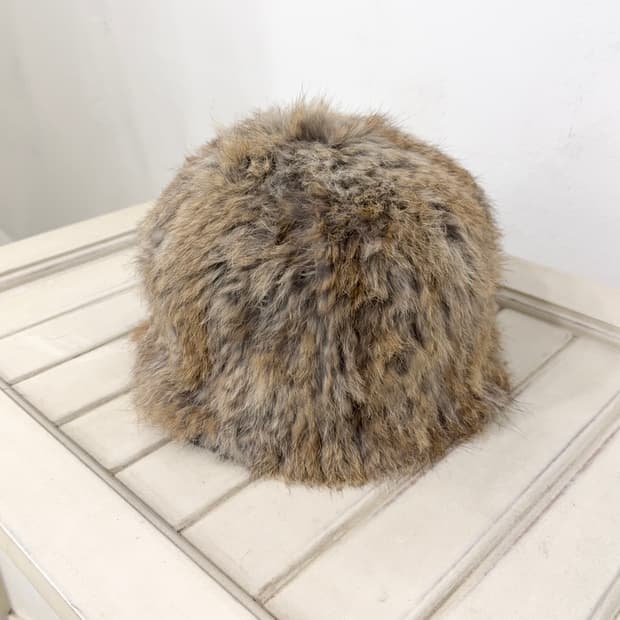 Mix brown rabbit fur beanie