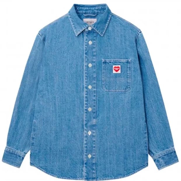 칼하트 WIP L/S Nash Shirt Blue Stone Washed