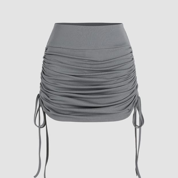 CIDER RUCHED DRAWSTRING MINI SKIRT