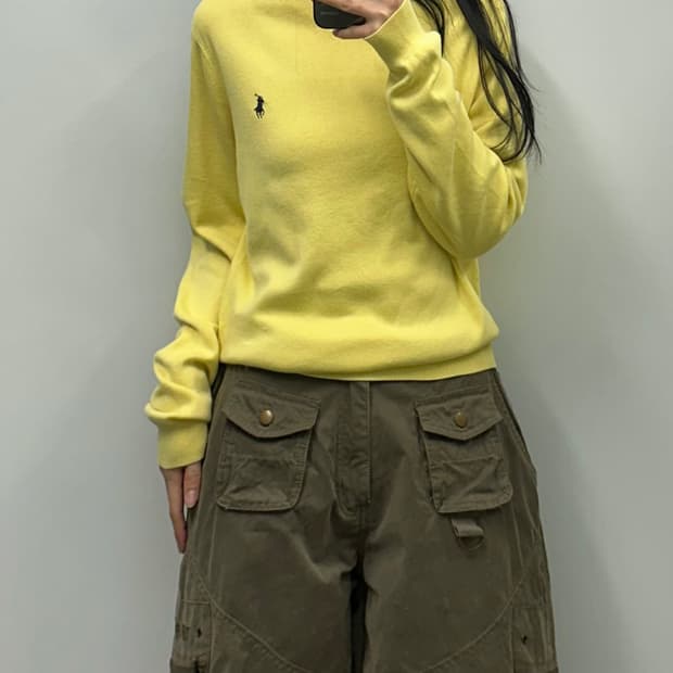 폴로 랄프로렌 피마코튼 옐로우 라운드 니트