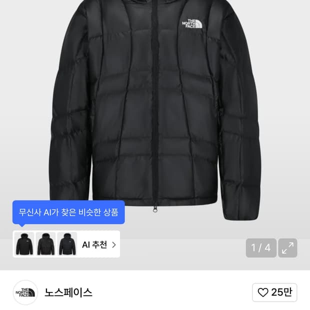 노스페이스 경량패딩 유광