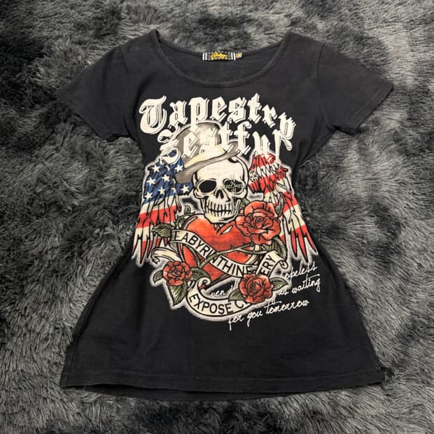 해골&십자가 올드스쿨 레터링 반팔