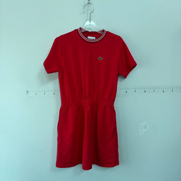 라코스테 아동 레드 반팔 원피스