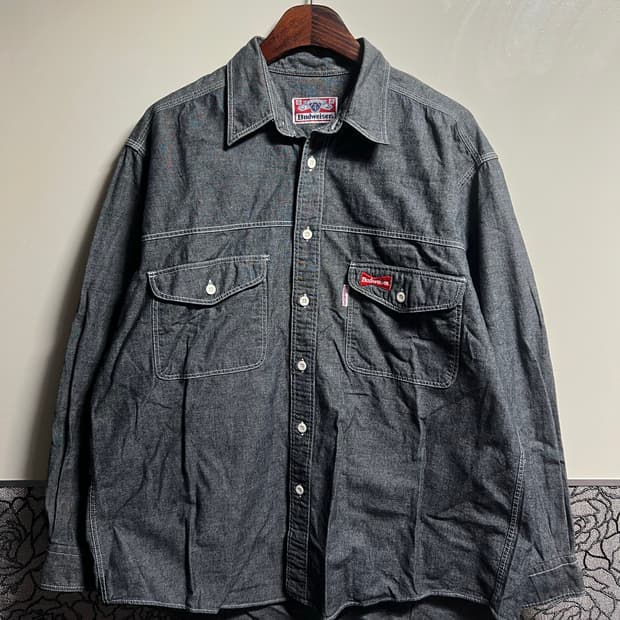 빈티지 버드와이저 워크 데님셔츠