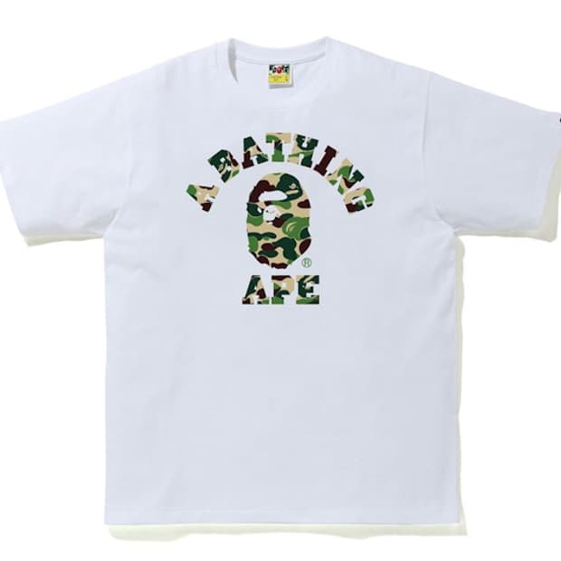 [XL] 베이프 25SS ABC 그린 카모 컬리지 반팔티 화이트