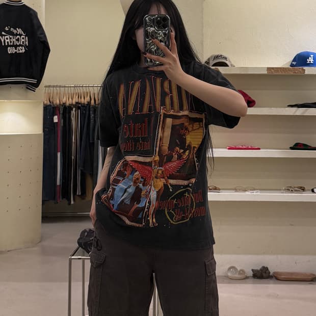 너바나 커트 코베인 그래픽 밴드 반팔 티셔츠 U1683