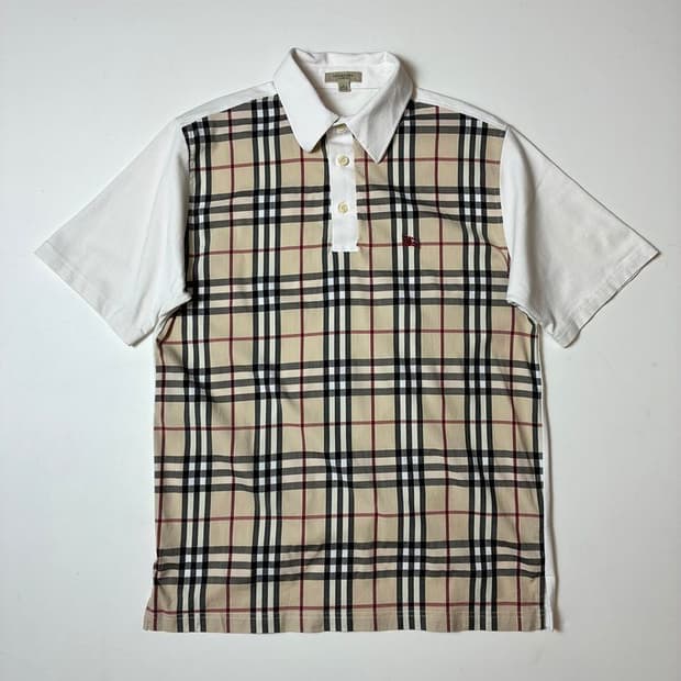 버버리 00's 노바체크 배색 반팔 카라 티셔츠 PN9022