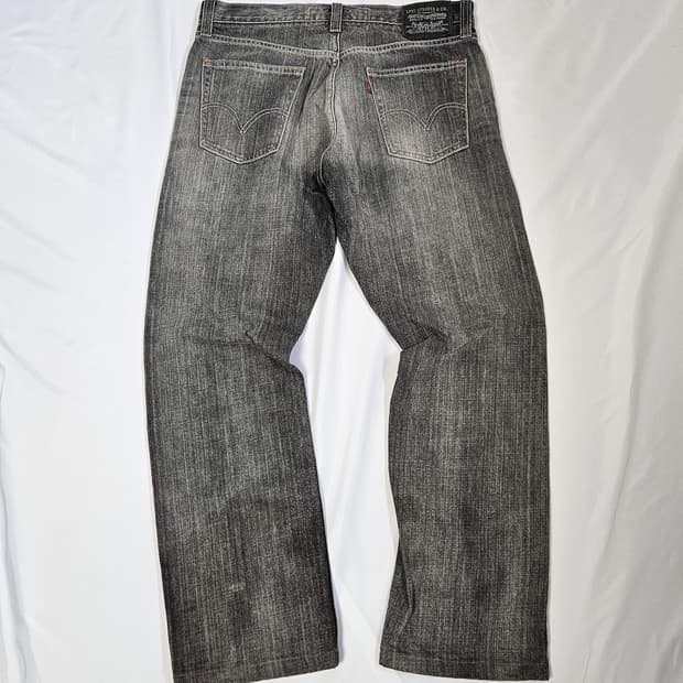 00s 리바이스 514 워싱 블랙 데님팬츠 청바지 흑청 빈티지진 34