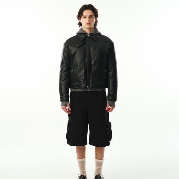 문선 비건레더 푸퍼자켓 2 L 사이즈