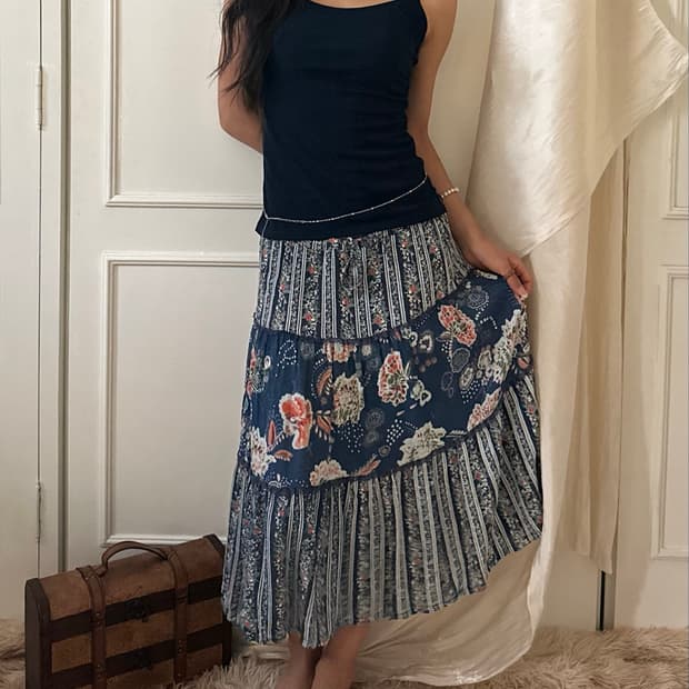Baems boy ethnic blue flower skirt