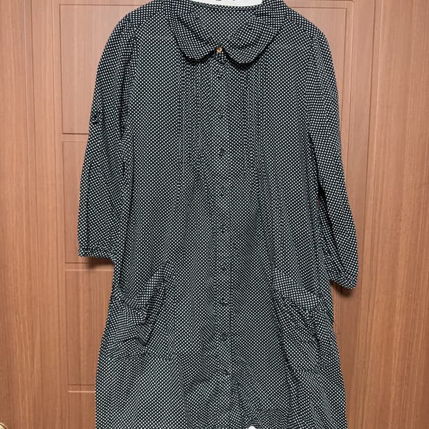 모리걸 하구미 일본 빈티지 둥근카라 홍콩 도트 포켓 원피스