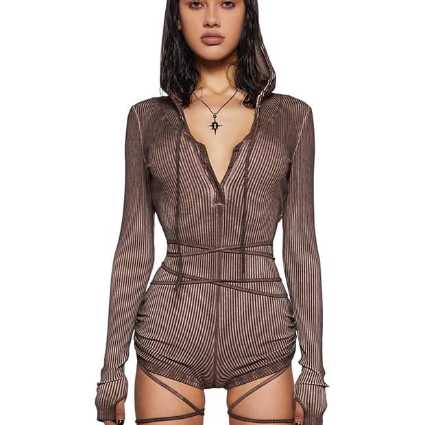 Dolls kill darker wavs hooded romper xs 