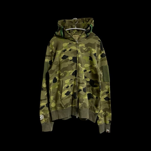 베이프 밀리터리 카모 샤크 후드 집업