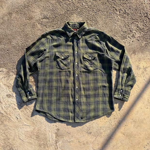 90s USA 랭글러 빈티지 웨스턴 체크 셔츠 L