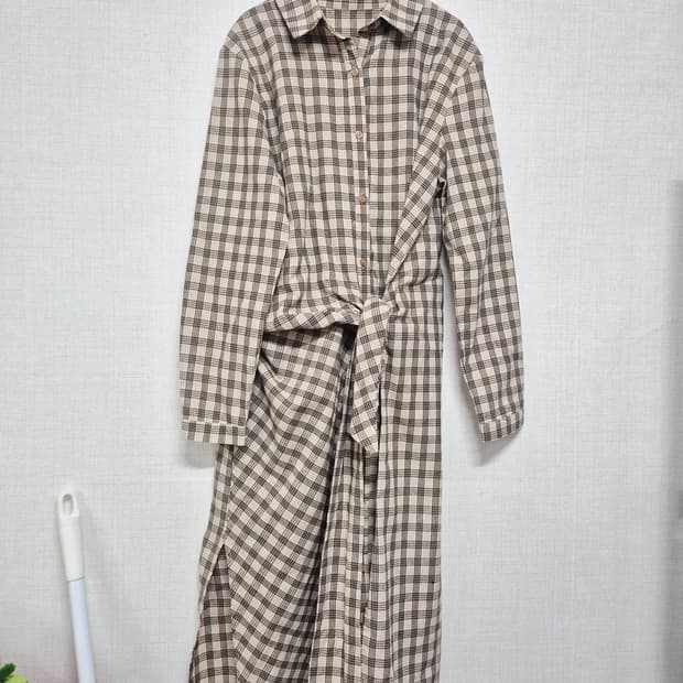 체크 롱 원피스