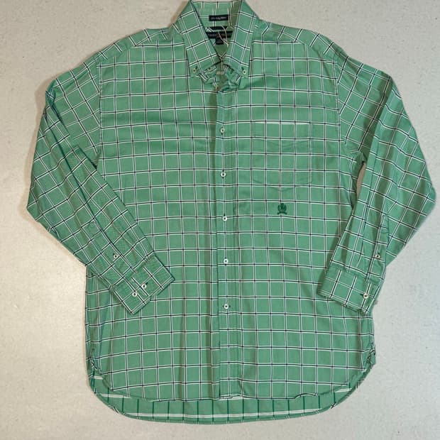 타미힐피거 빈티지 체크 셔츠 그린 L