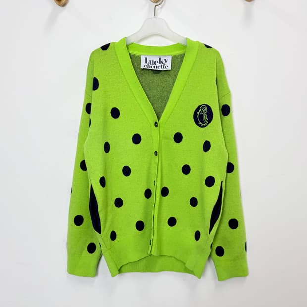 럭키슈에뜨 그린 도트 가디건