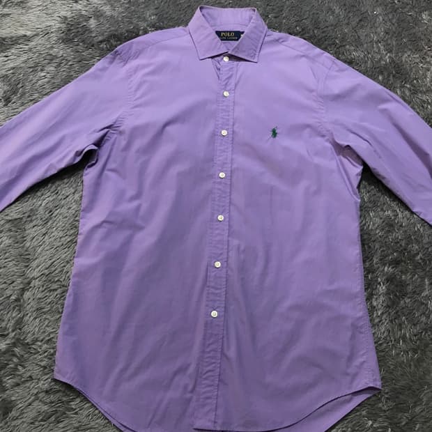 [[M(실 L), A급] 폴로(POLO)랄프로렌 퍼플 솔리드 셔츠@212