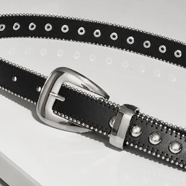 웨스턴 볼 스터드 가죽 벨트
